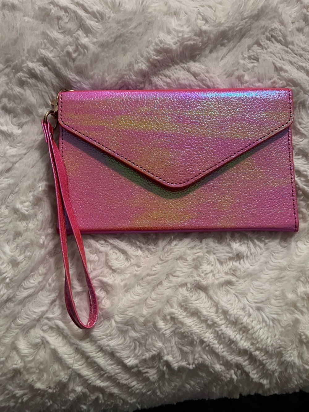 Iridescent Pink Envelope Wristlet Clutch